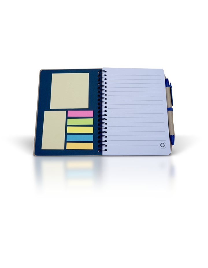 Kraft Blue Notebook with Sticky Notes & Pen – 80 Sheets – Eco-Friendly Stationery Gift